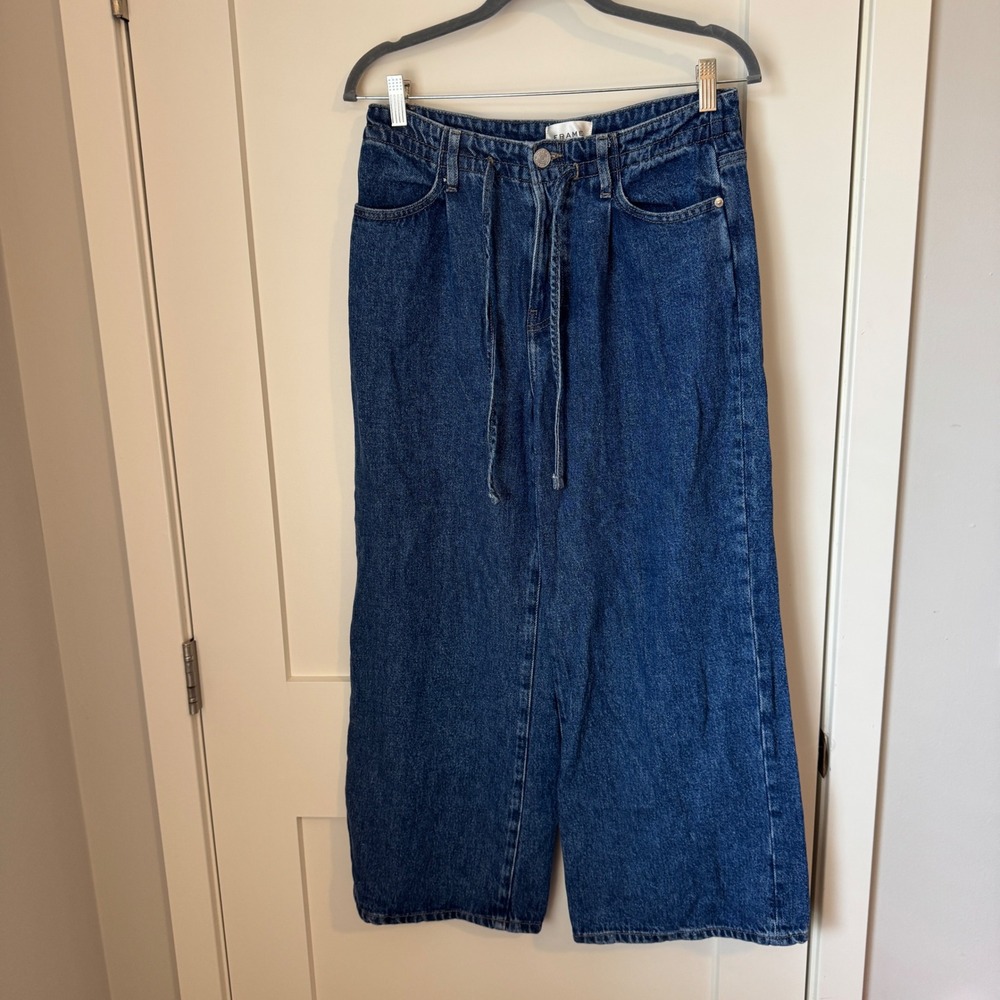 FRAME Ghost Drawstring Wide Leg‎ Lyocell Denim Pants Blue Womens 25 PE24DPA005